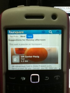 Foursquare on BlackBerry 9360