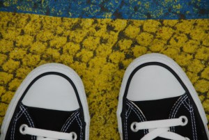 my Converses on a basketball court